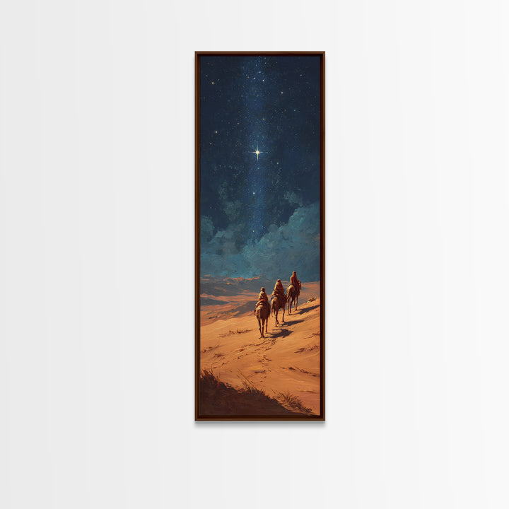 Holy Night Trek – Framed Canvas Print – Christian Wall Art – Christian Art Canvas – Tall Skinny Art Print – Christmas Art