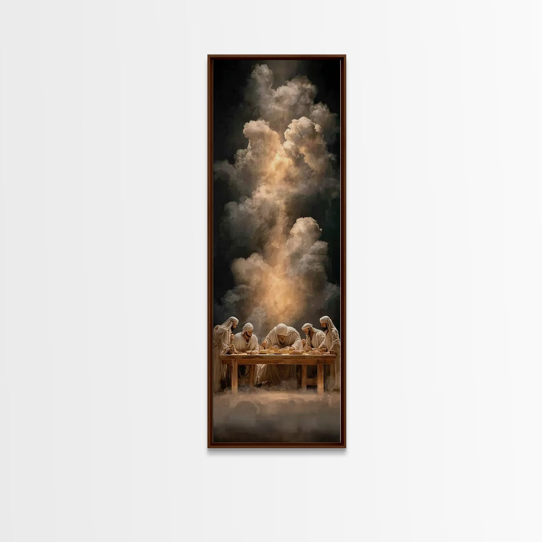 Heavenly Supper Light – Framed Canvas Print – Christian Wall Art – Jesus Painting – Christian Christmas Art – Tall Narrow Wall Art – Christ