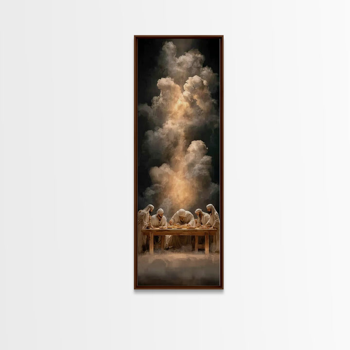 Heavenly Supper Light – Framed Canvas Print – Christian Wall Art – Jesus Painting – Christian Christmas Art – Tall Narrow Wall Art – Christ