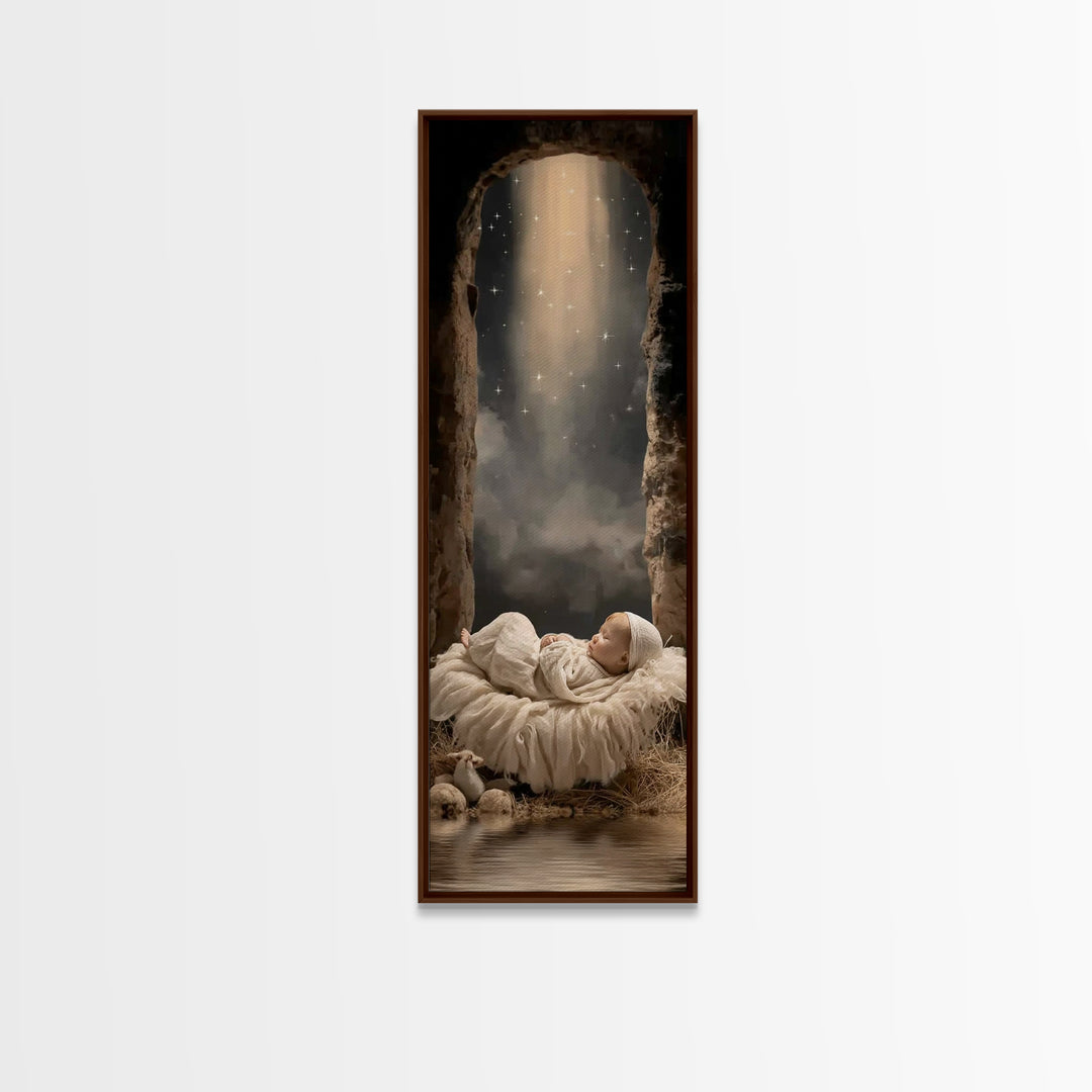 Star of Bethlehem – Framed Canvas Print – Christian Wall Art – Christmas Art – Jesus Painting – Narrow Art – Christian Christmas Decor – Ch
