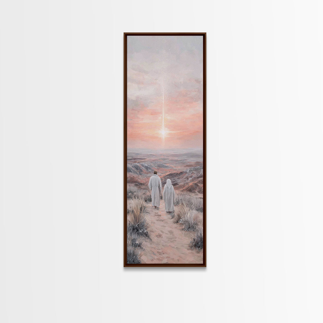 Desert Star Journey – Framed Canvas Print – Christian Wall Art – Christian Art Canvas – Christmas Art – Narrow Art – Christian Gift Ideas