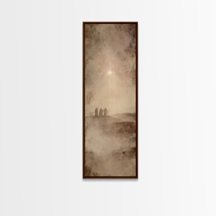 Wilderness Star Walk – Framed Canvas Print – Christmas Art – Christian Wall Art – Christian Christmas Art – Narrow Art – Christian Art Canv
