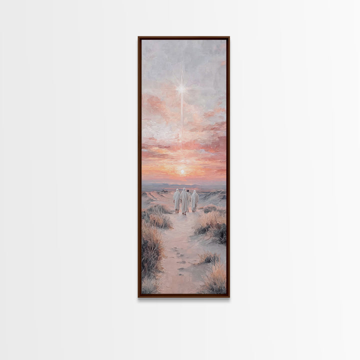 The Guiding Star – Framed Canvas Print – Tall Skinny Art Print – Christian Wall Art – Christmas Art – Christian Art Canvas – Jesus Painting