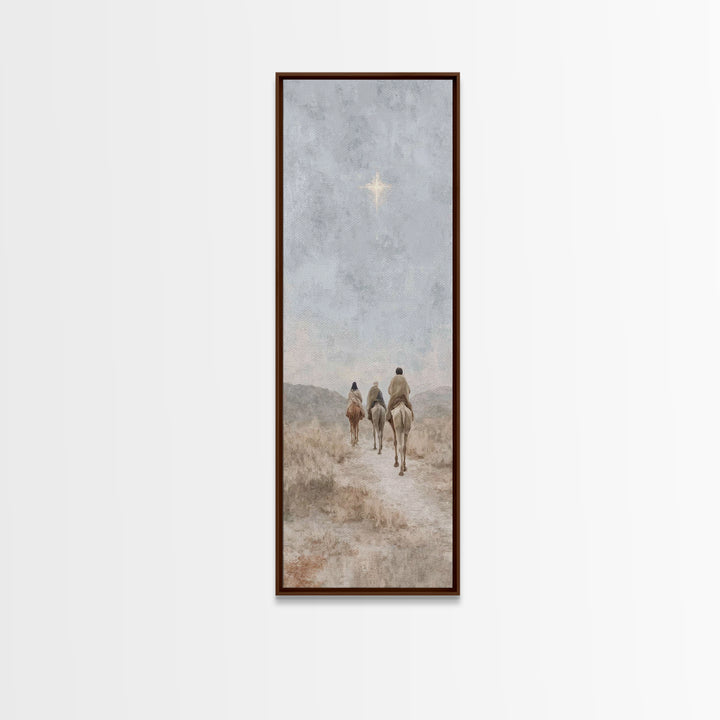 Desert Star Journey – Framed Canvas Print – Narrow Art – Christian Art – Christmas Wall Art – Jesus Painting – Christian Art Print – Christ
