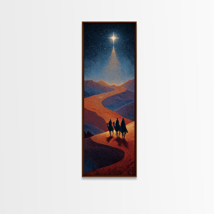Night Star Pilgrims – Framed Canvas Print – Skinny Art – Christian Christmas Art – Christian Art Canvas – Jesus Painting – Christmas Wall A