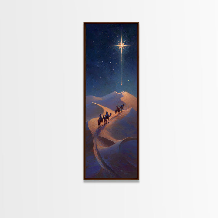 Wandering Kings Star – Framed Canvas Print – Narrow Art – Christian Christmas Art – Christian Art Canvas – Jesus Painting – Christmas Wall
