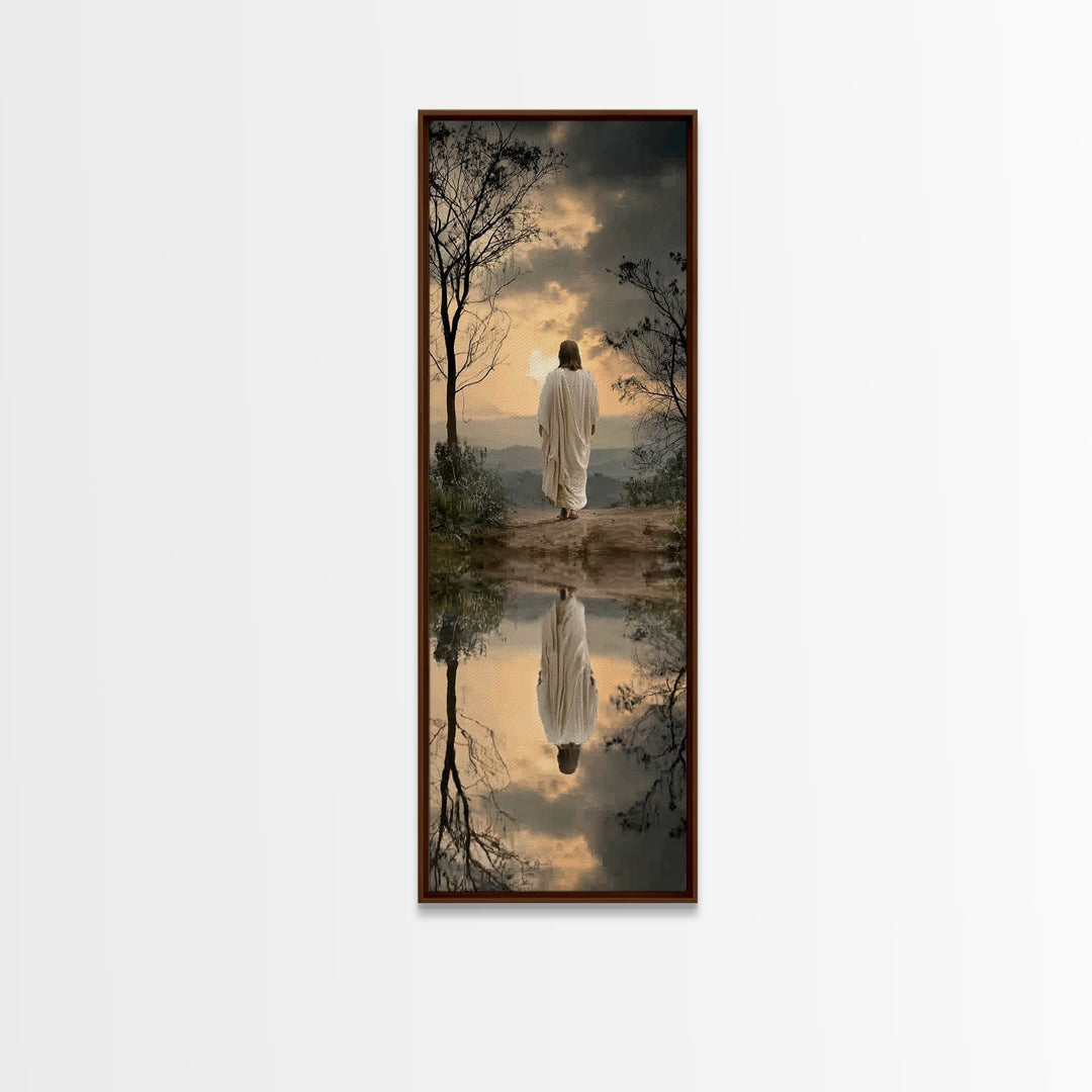 Twilight Journey Home – Framed Canvas Print – Narrow Art – Christian Wall Art – Christian Art Canvas – Jesus Painting – Subtle Christian Ar