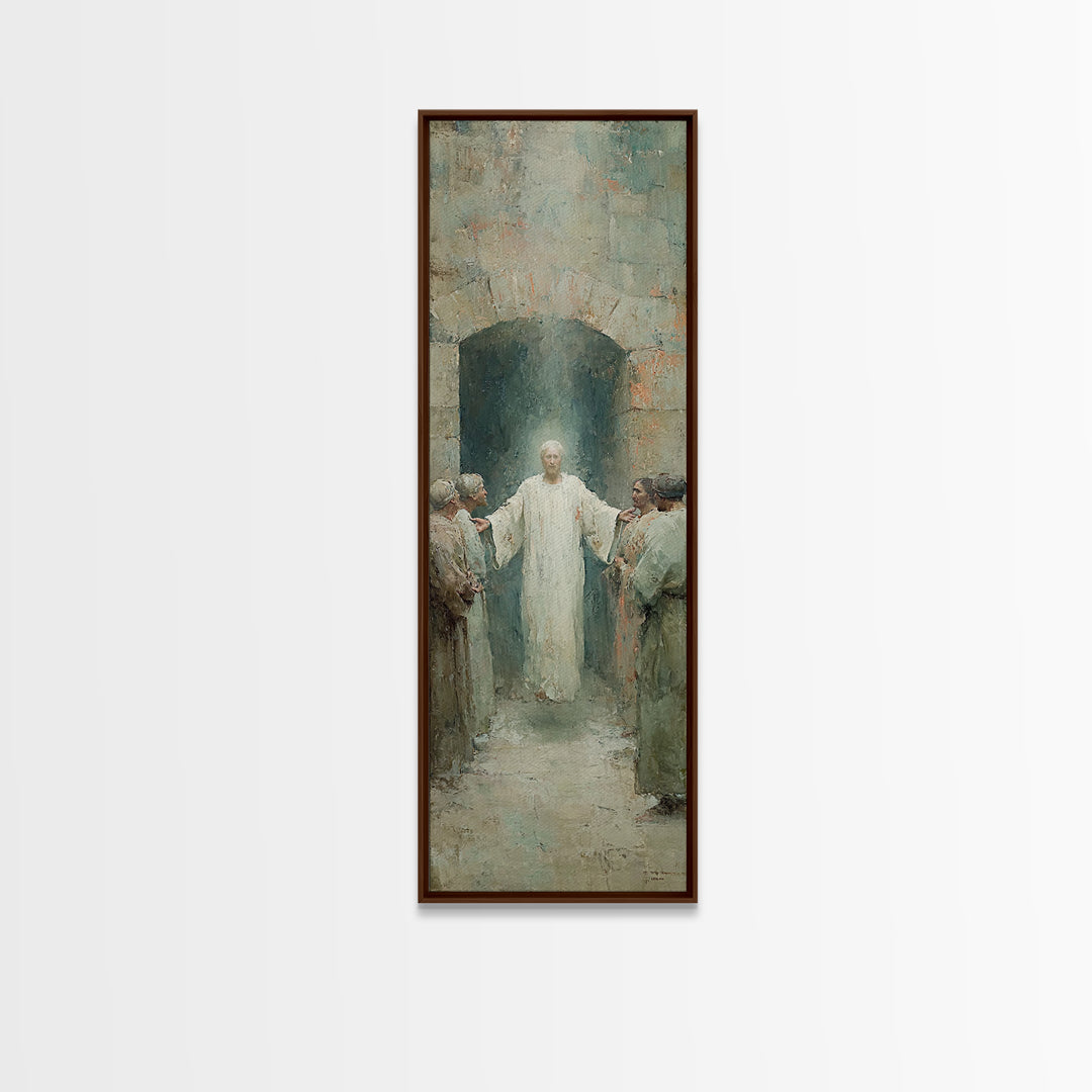 Risen In Glory – Framed Canvas Print – Tall Narrow Wall Art – Christian Art Canvas – Jesus Painting – Christian Art Print – Christian Wall