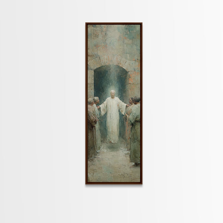 Risen In Glory – Framed Canvas Print – Tall Narrow Wall Art – Christian Art Canvas – Jesus Painting – Christian Art Print – Christian Wall