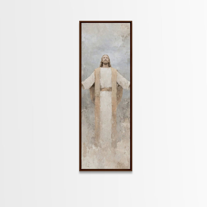 Radiant Savior Light, Framed Canvas Print, Skinny Art, Christian Art Canvas, Christian Wall Art, Jesus Painting, Christian Art