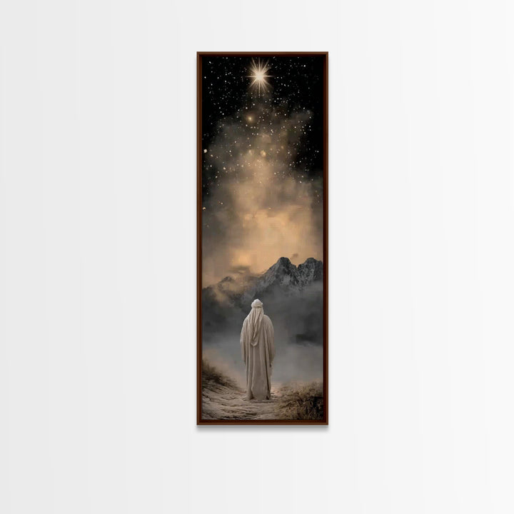 Bethlehem Night Sky – Framed Canvas Print – Tall Skinny Art Print – Christian Christmas Art – Christmas Wall Art – Christian Art Canvas – C