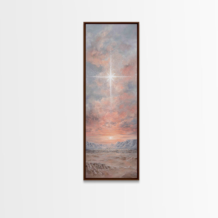 Heavenly Dawn Star – Framed Canvas Print – Tall Narrow Wall Art – Christian Wall Art – Christian Art Canvas – Christmas Art – Jesus Paintin