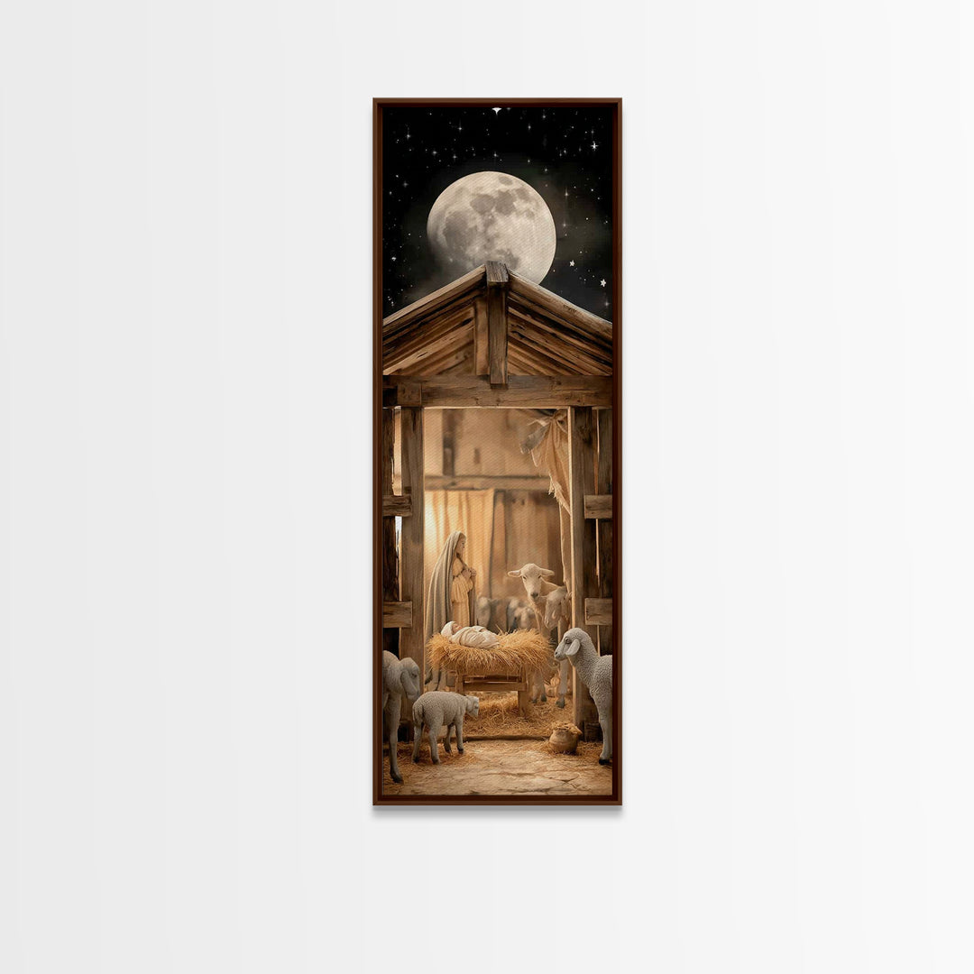 Stable Blessing Grace – Framed Canvas Print – Skinny Art – Christian Wall Art – Jesus Painting – Christmas Art – Christian Art Canvas