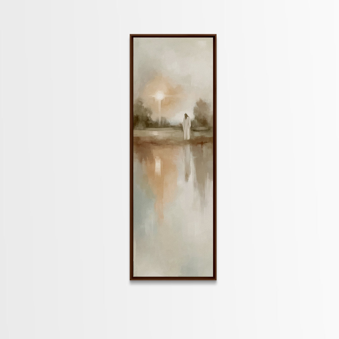 Gentle Dawn Messiah – Framed Canvas Print – Skinny Art – Christian Art – Christian Art Canvas – Jesus Painting – Minimalist Christian Art