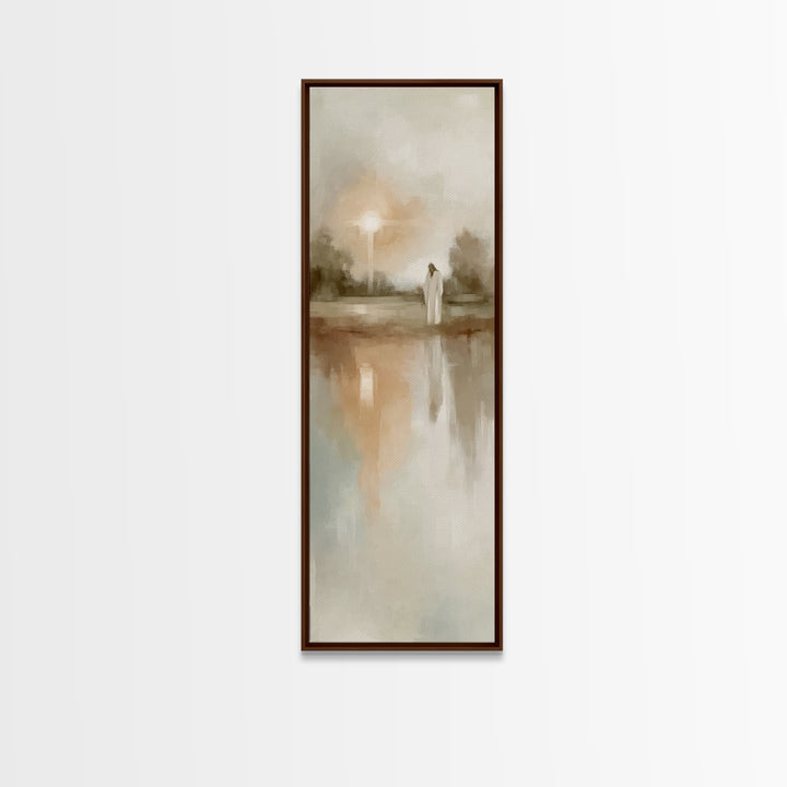 Gentle Dawn Messiah – Framed Canvas Print – Skinny Art – Christian Art – Christian Art Canvas – Jesus Painting – Minimalist Christian Art