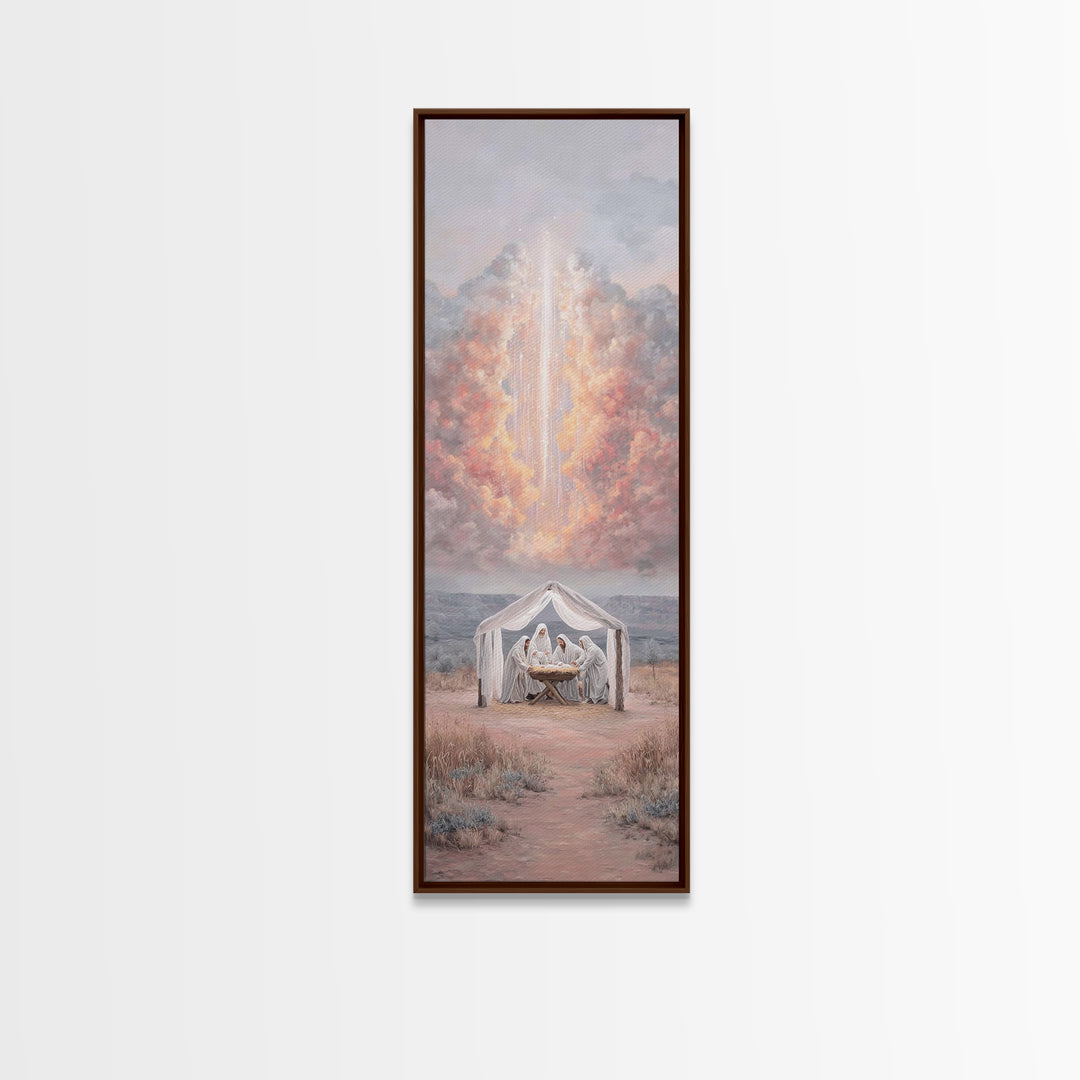 Celestial Birth Wonder – Framed Canvas Print – Skinny Art – Christian Wall Art – Christmas Art – Christian Art Canvas – Jesus Christmas Art