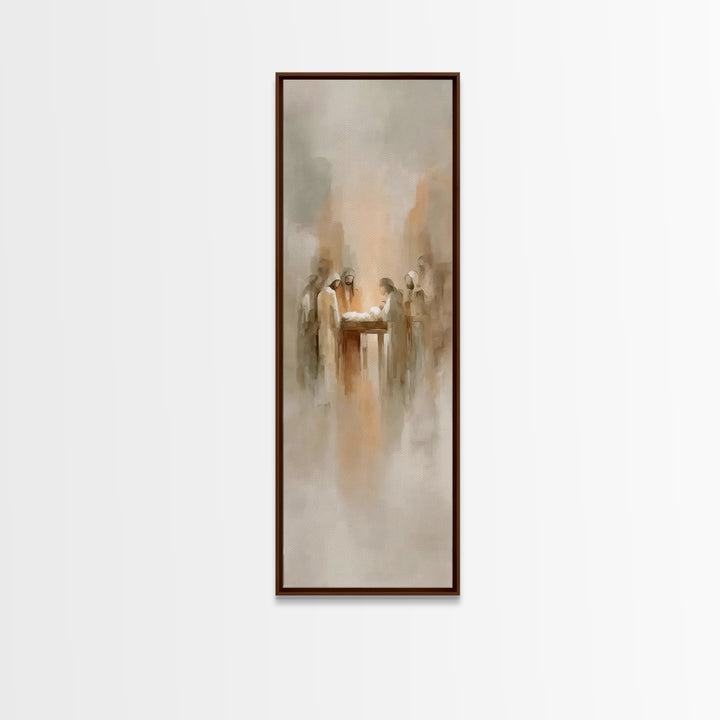 Nativity Dawn Light – Framed Canvas Print – Tall Narrow Wall Art – Christian Christmas Art – Jesus Art – Jesus Painting – Christian Art Can