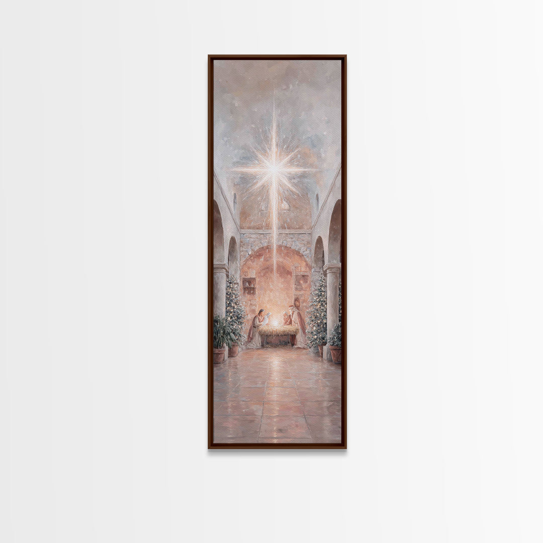 Star of Bethlehem – Framed Canvas Print – Tall Narrow Wall Art – Jesus Painting – Jesus Art – Christian Art Canvas – Christian Christmas Ar