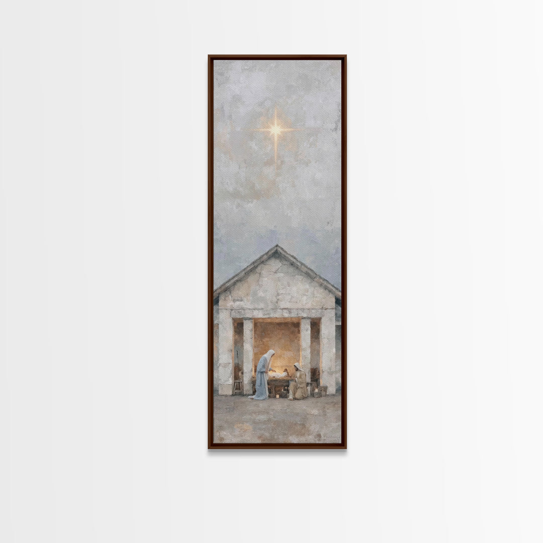 Sacred Christmas Hope – Framed Canvas Print – Tall Narrow Wall Art – Jesus Art – Christian Christmas Art – Jesus Painting – Christian Art C