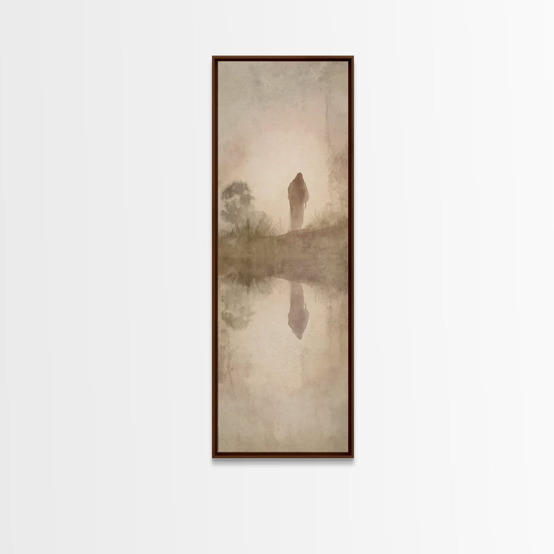 Silent Morning Savior – Framed Canvas Print – Narrow Art – Christian Wall Art – Christian Art – Jesus Painting – Modern Christian Painting