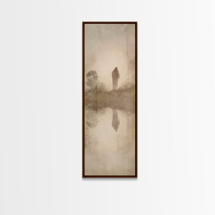 Silent Morning Savior – Framed Canvas Print – Narrow Art – Christian Wall Art – Christian Art – Jesus Painting – Modern Christian Painting