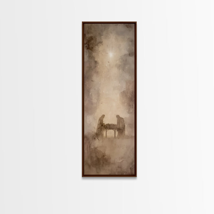 Divine Birth Star – Framed Canvas Print – Tall Narrow Wall Art – Jesus Painting – Christian Art Canvas – Jesus Art – Christian Christmas Ar