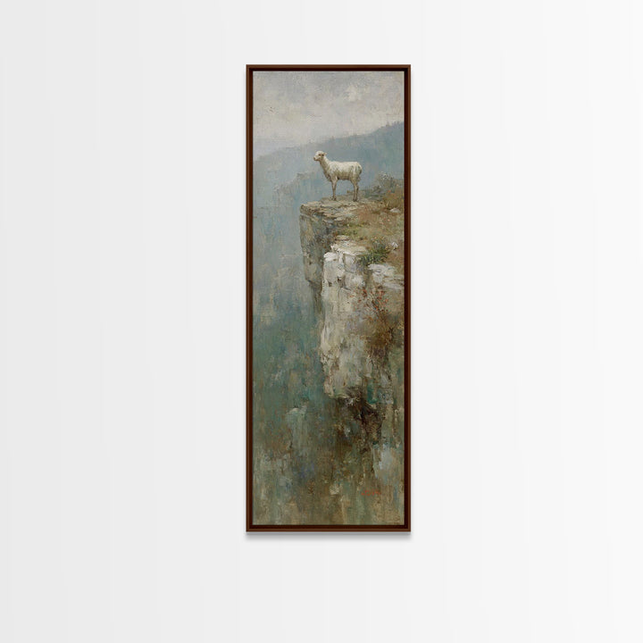 Silent Ridge Lamb - Framed Canvas Print - Christian Art Canvas - Vintage Christian Art - Christian Wall Art - Christian Painting - Tall Ski
