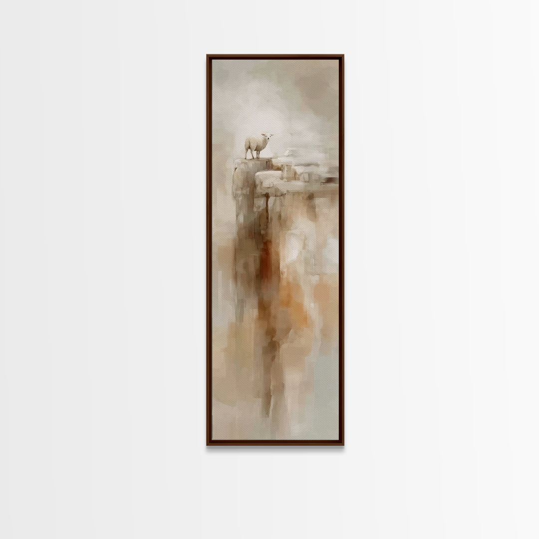 Soft Valley Lamb | Framed Canvas Print | Christian Art Canvas | Subtle Christian Art | Christian Wall Art | Christian Painting | Skinny Art