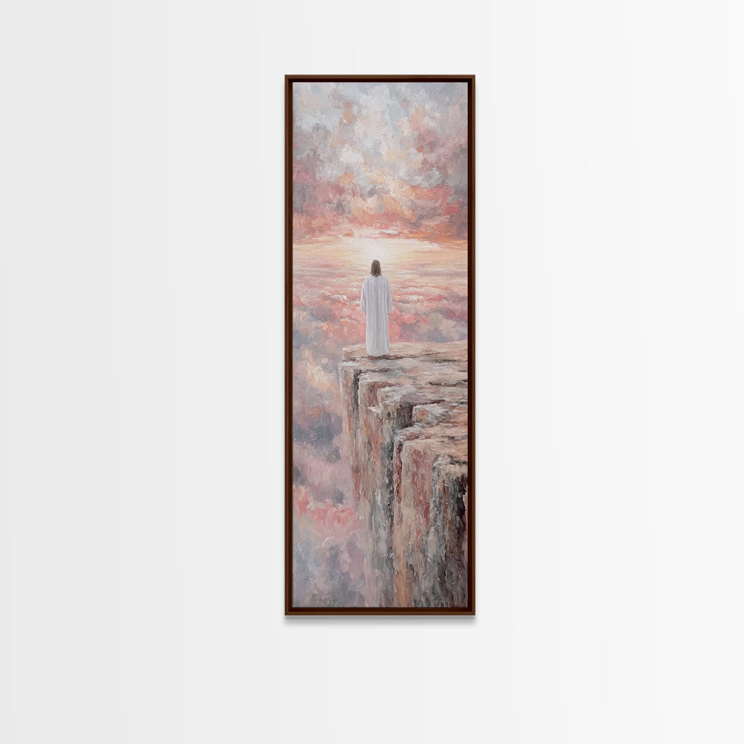 Dawn of Mercy, Framed Canvas Print, Christian Art Canvas, Jesus Painting, Christian Wall Art, Moody Christian Art, Tall Skinny Art Print