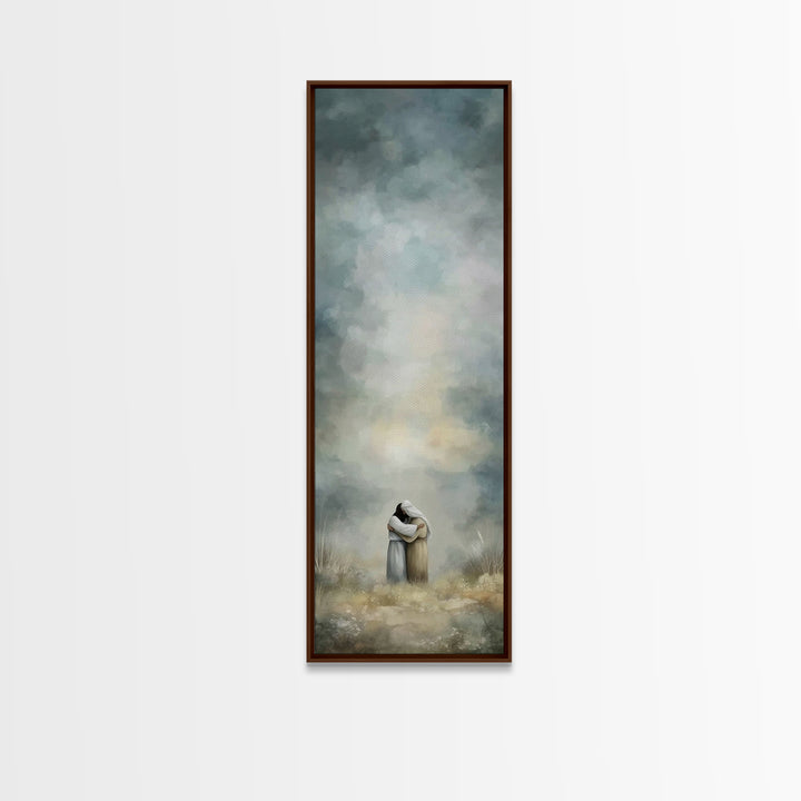 Embrace of Grace | Framed Canvas Print | Christian Wall Art | Christian Art Canvas | Christian Painting | Subtle Christian Art | Narrow Art