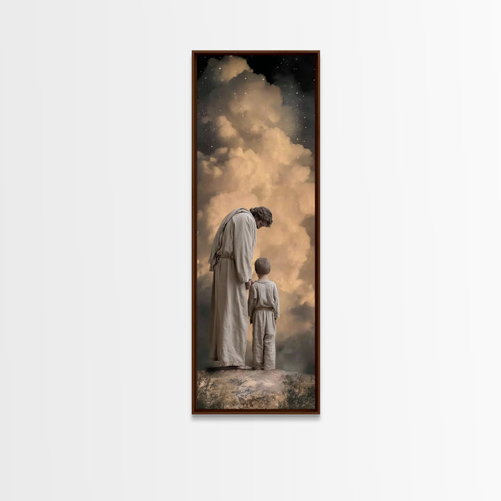 Guiding Hope Light – Framed Canvas Print – Christian Wall Art – Jesus Painting – Christian Art Canvas – Modern Christian Art – Tall Skinny