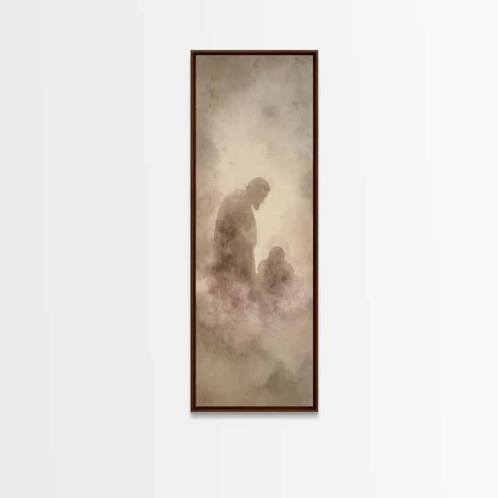 Shadowed Mercy Calm – Framed Canvas Print – Christian Art – Christian Wall Art – Christian Art Canvas – Minimalist Christian Art – Narrow A