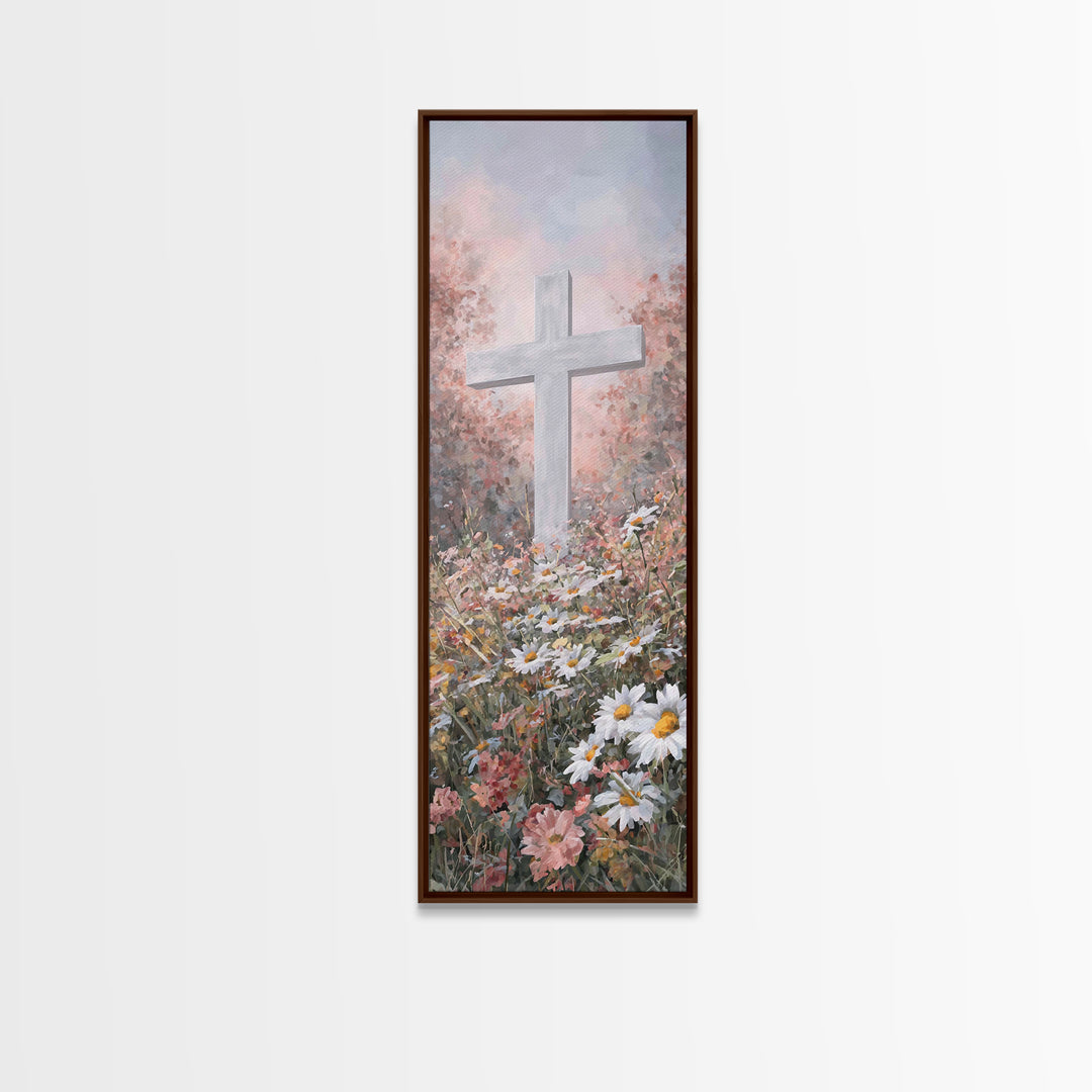 Garden Of Redemption, Framed Canvas Print, Christian Art Canvas, Christian Wall Art, Modern Christian Art, Christian Painting, Tall Skinny