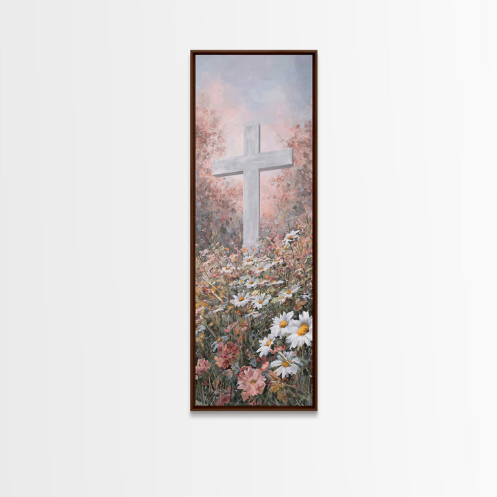 Garden Of Redemption, Framed Canvas Print, Christian Art Canvas, Christian Wall Art, Modern Christian Art, Christian Painting, Tall Skinny