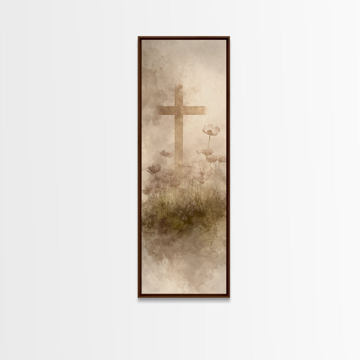 Cross Of New Dawn – Framed Canvas Print – Christian Art – Christian Wall Art – Christian Art Canvas – Modern Christian Art – Tall Narrow Wa