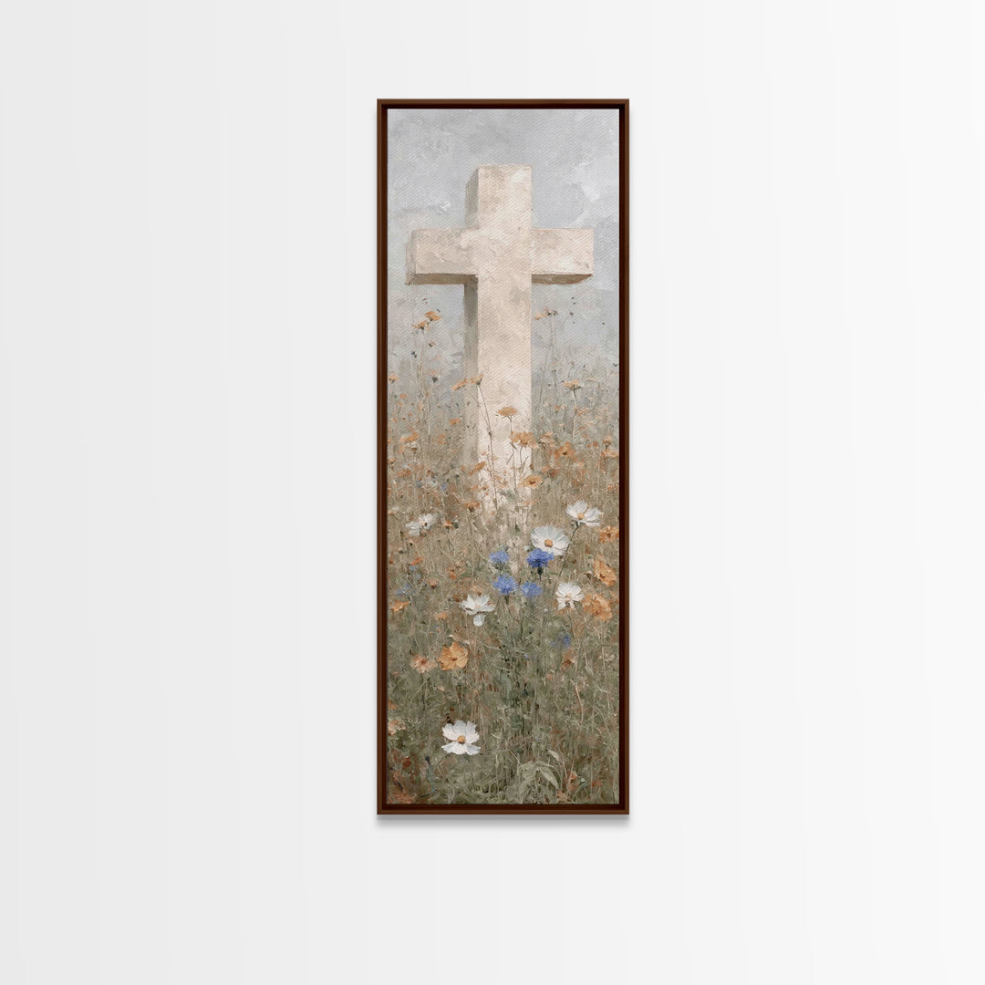 Field Of Mercy – Framed Canvas Print – Christian Art Canvas – Tall Narrow Wall Art – Jesus Painting – Christian Wall Art