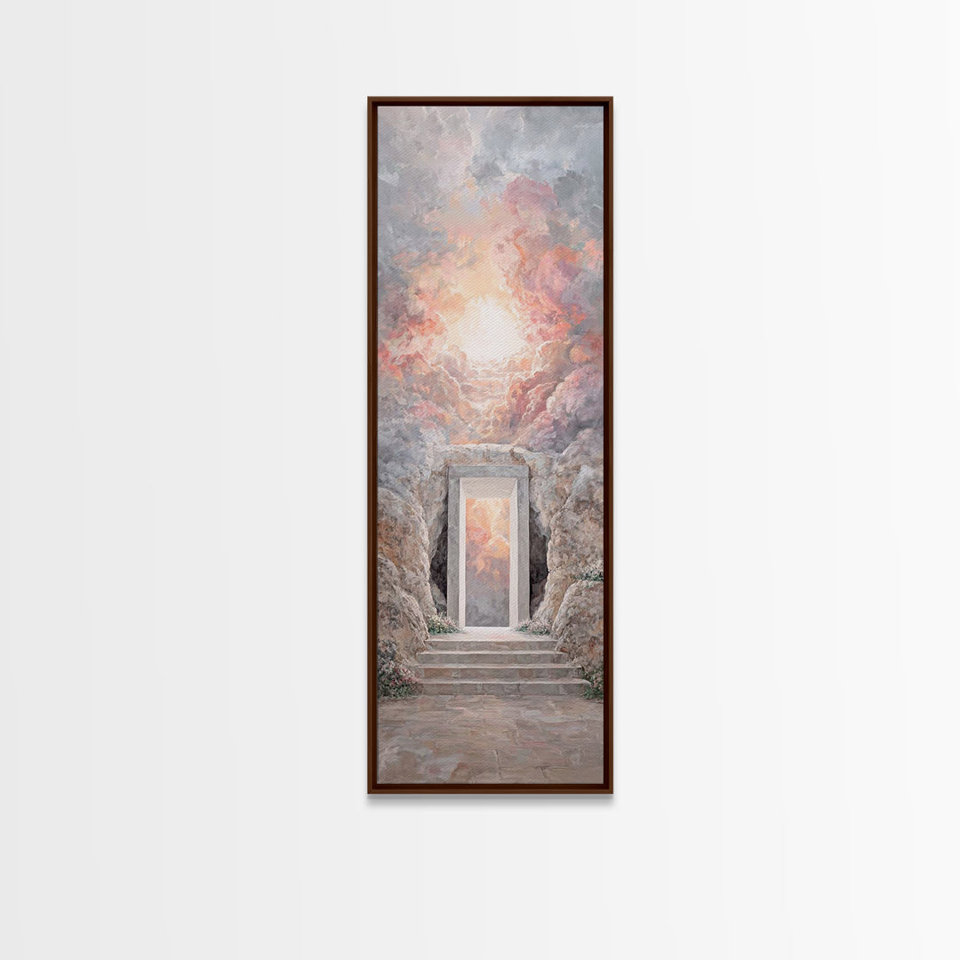 Heavenly Ascent Glow – Framed Canvas Print – Tall Narrow Wall Art – Christian Art Canvas – Christian Wall Art – Jesus Painting