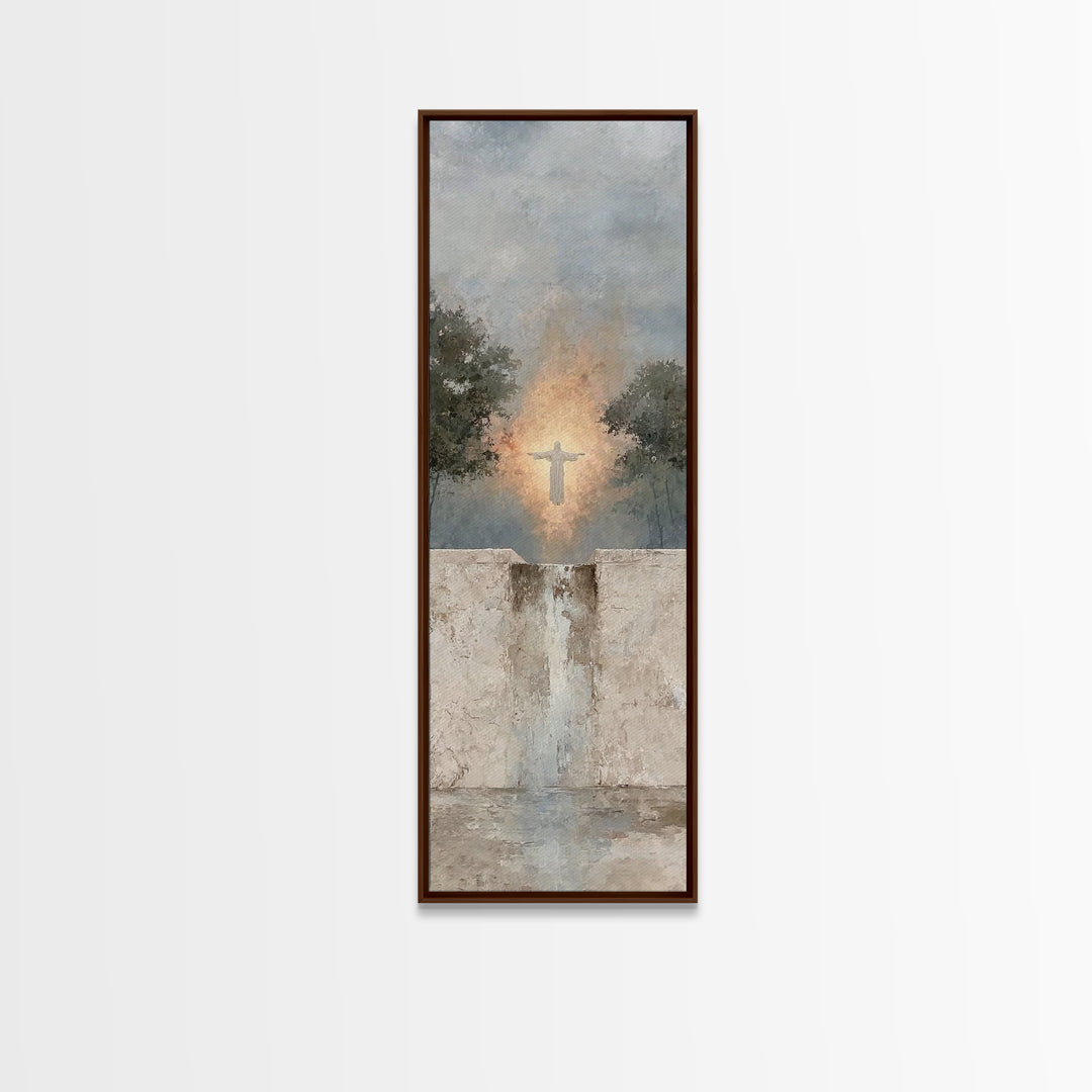 Light Of Salvation – Framed Canvas Print – Jesus Painting – Tall Narrow Wall Art – Christian Wall Art – Christian Art Canvas