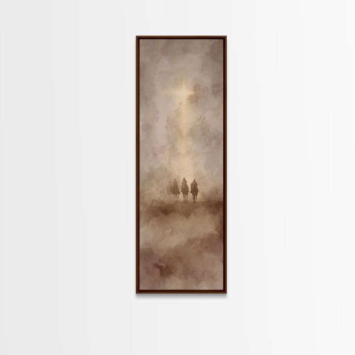 Desert Pilgrims | Framed Canvas Print | Tall Skinny Art Print | Christian Wall Art | Christian Art Canvas | Christmas Art