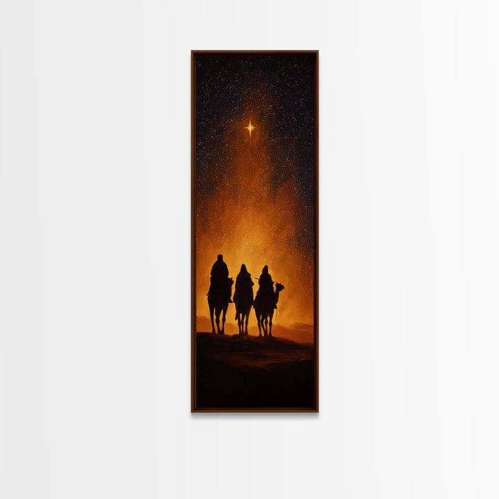 The Radiant Night – Framed Canvas Print – Narrow Art – Christian Art – Christian Christmas Art – Christian Painting – Christmas Wall Art –