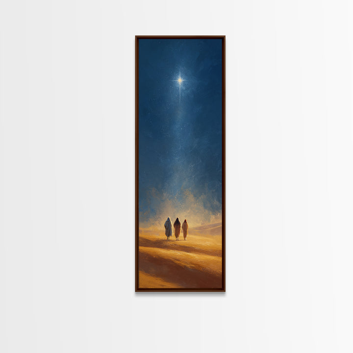 The Guiding Star – Framed Canvas Print – Christian Wall Art – Tall Narrow Wall Art – Christian Art Canvas – Christmas Art