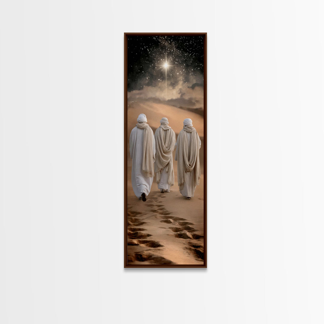 Desert Pilgrimage – Framed Canvas Print – Christian Art Canvas – Narrow Art – Christian Christmas Art – Christian Wall Art