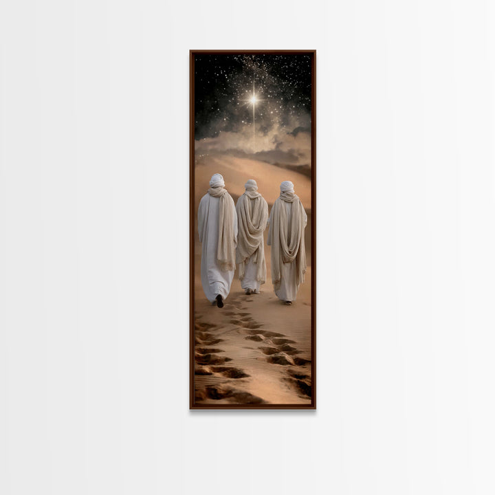 Desert Pilgrimage – Framed Canvas Print – Christian Art Canvas – Narrow Art – Christian Christmas Art – Christian Wall Art