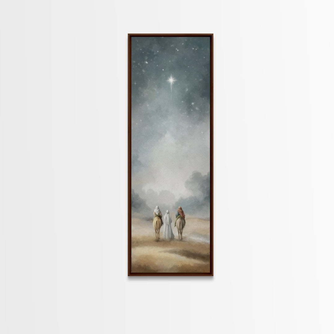 Sacred Night Path – Framed Canvas Print – Christian Art Canvas – Tall Narrow Wall Art – Christmas Wall Art – Christian Art