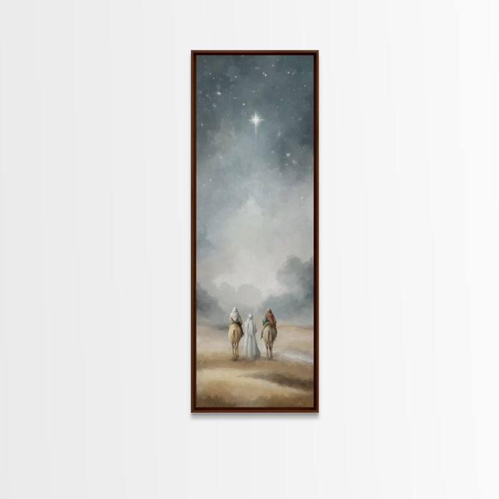 Sacred Night Path – Framed Canvas Print – Christian Art Canvas – Tall Narrow Wall Art – Christmas Wall Art – Christian Art