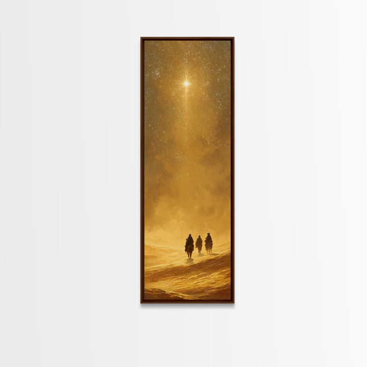 Holy Desert Trek – Framed Canvas Print – Christian Wall Art – Narrow Art – Christmas Art – Christian Art Canvas