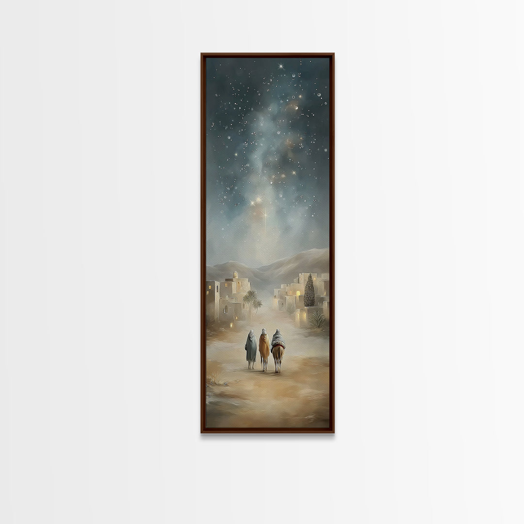 Bethlehem Wayfarers – Framed Canvas Print – Christian Christmas Art – Skinny Art – Christian Art Canvas – Christian Wall Art