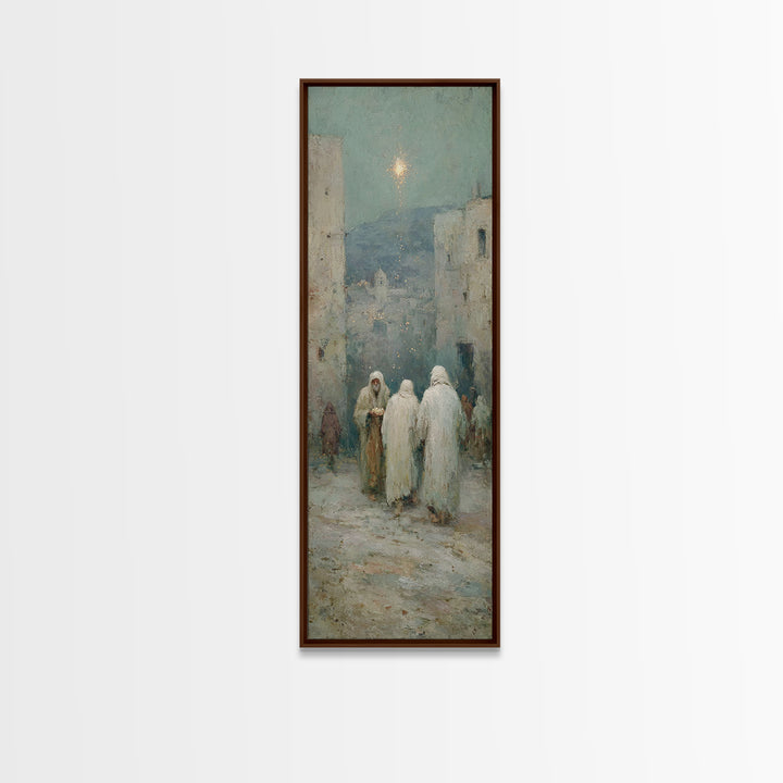 Bethlehem Pathway – Framed Canvas Print – Christian Christmas Art – Narrow Art – Christian Art Work – Christian Wall Art