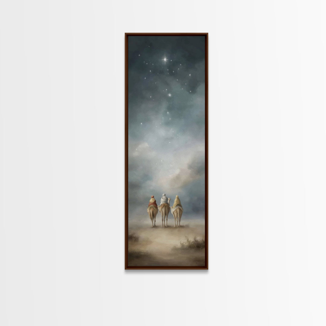 Desert Night Journey, Framed Canvas Print, Skinny Art, Christian Christmas Art, Christian Art Canvas, Large Christian Art, Modern Christian