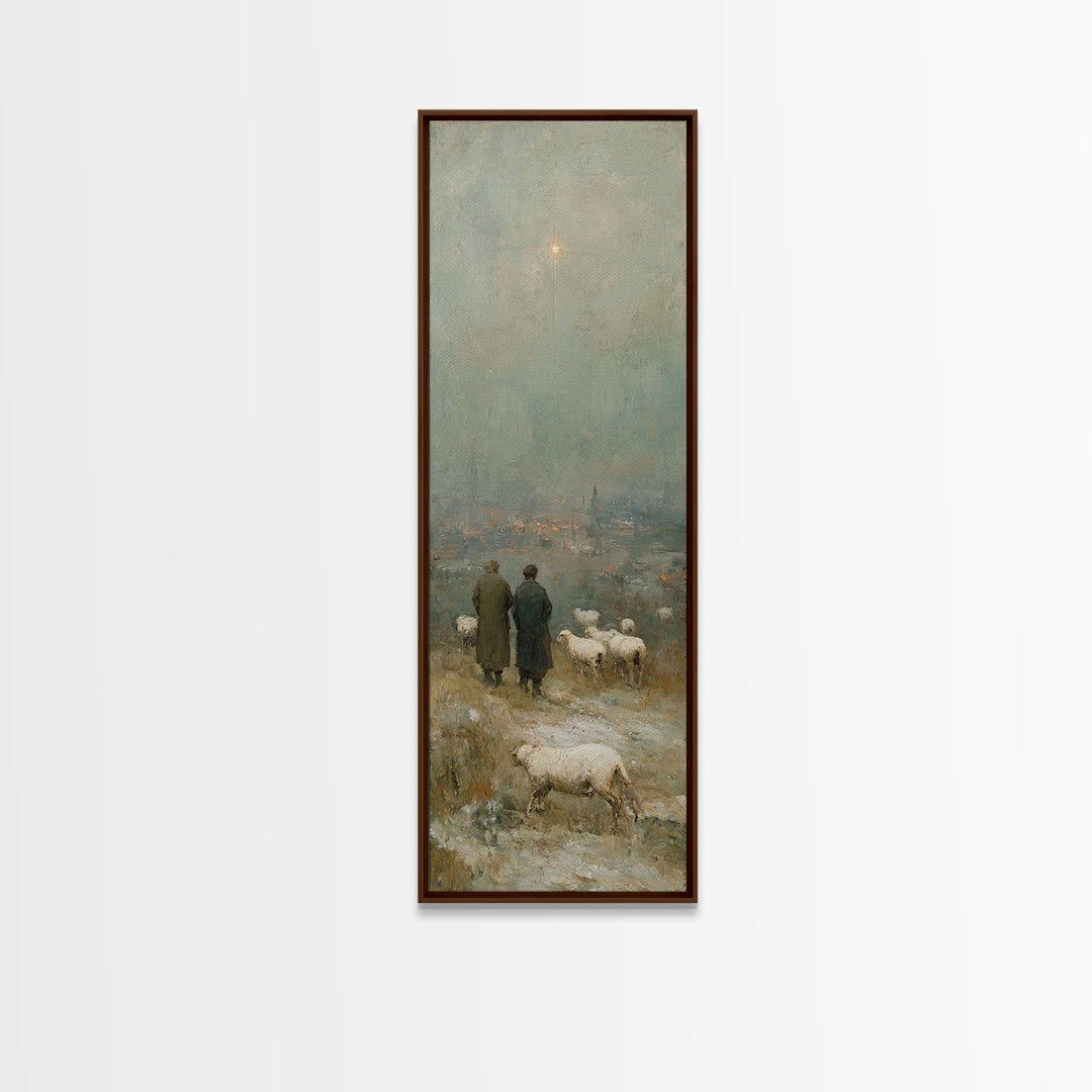 Star Of Bethlehem, Framed Canvas Print, Narrow Art, Christian Wall Art, Christian Art Print, Jesus Painting, Christmas Canvas Wall Art